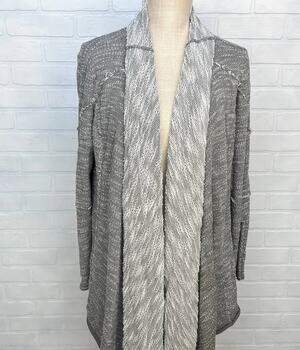 Free People Marled Grey Oversized Asymmetric Long Sleeve Open Cardigan -sz S